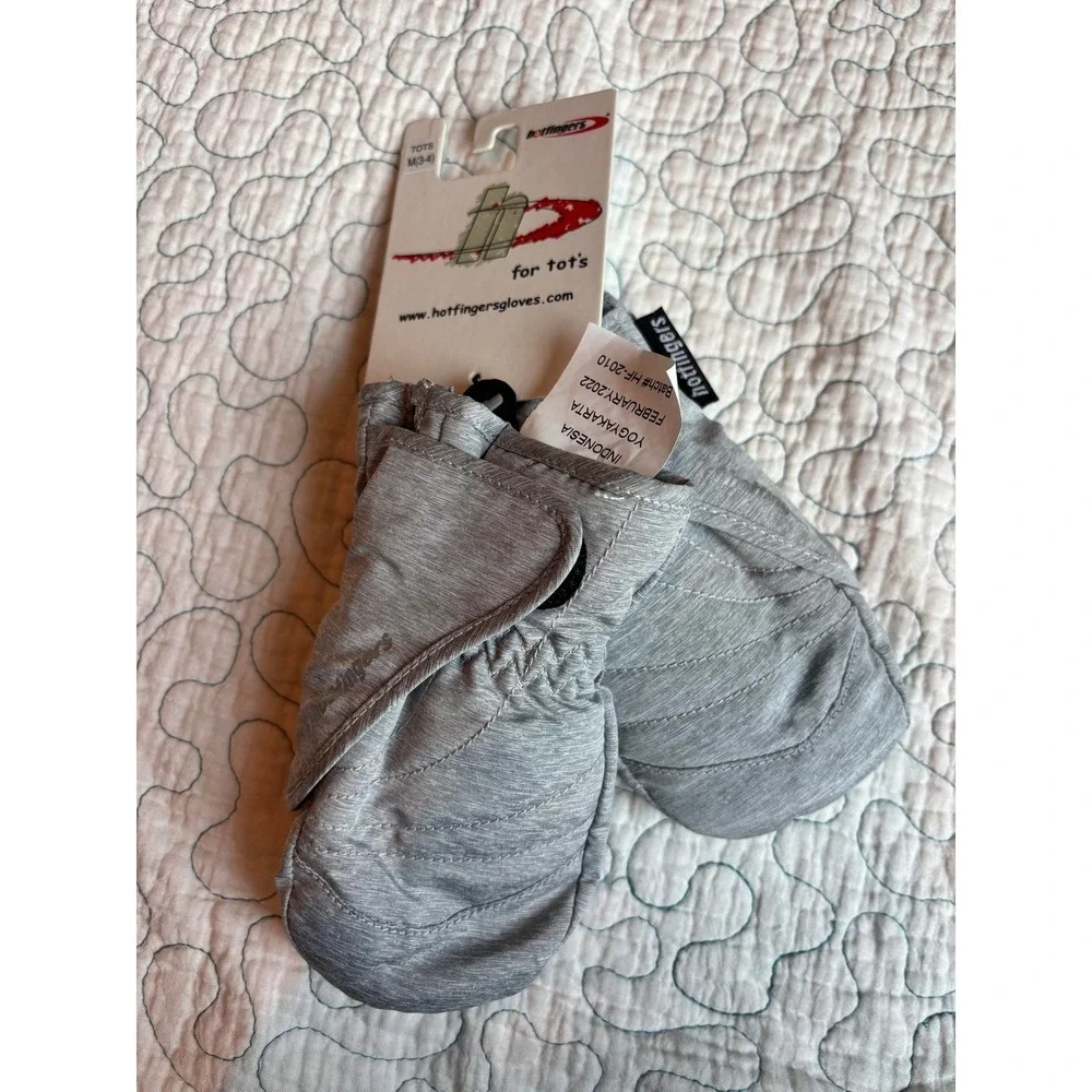 Hotfingers Zip N Slide Toddler Mittens Gray Heather Waterproof Insulated M 3-4